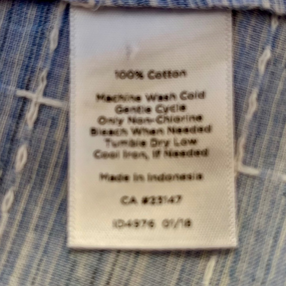 Talbots Sky Blue Roll-Sleeve Windowpane Cotton Blouse 1X - Picture 5 of 6